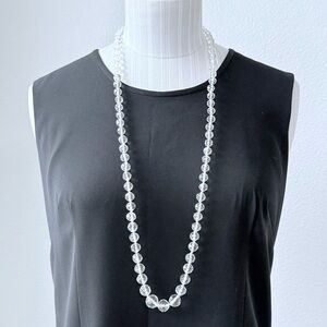 Art Deco 1920’s Faceted Hand-knotted Rock Crystal Graduated 34” Necklace-Rare!